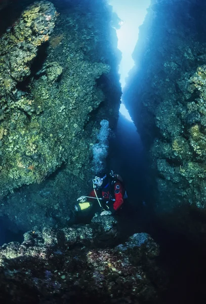 Diver in a cave