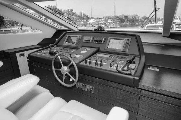 Driving console on luxury yacht