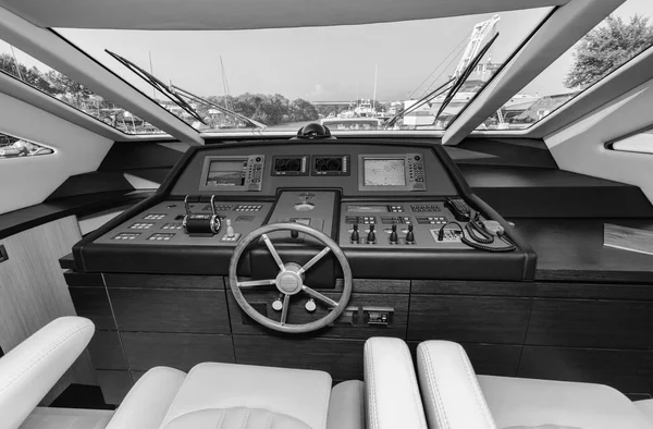 Driving console on luxury yacht