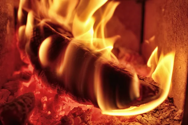 Wood stove burning in a private house