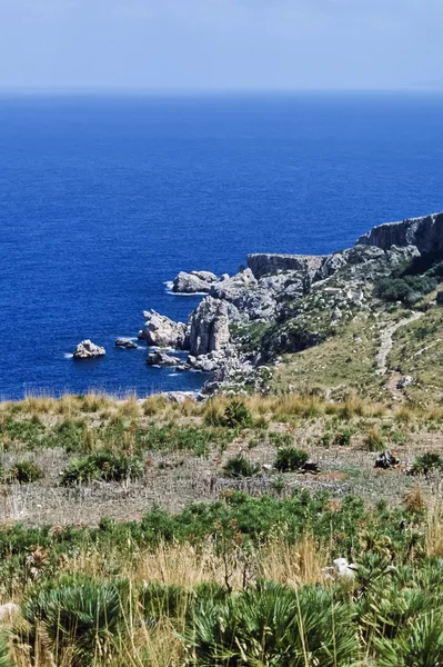 Italy, Sicily, Tyrrhenian Sea, view of the rocky coastline near S.Vito Lo Capo (Trapani) - FILM SCAN