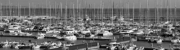 Italy, Sicily, Mediterranean sea, Marina di Ragusa; 4 november 2015, panoramic view of luxury yachts in the marina - EDITORIAL