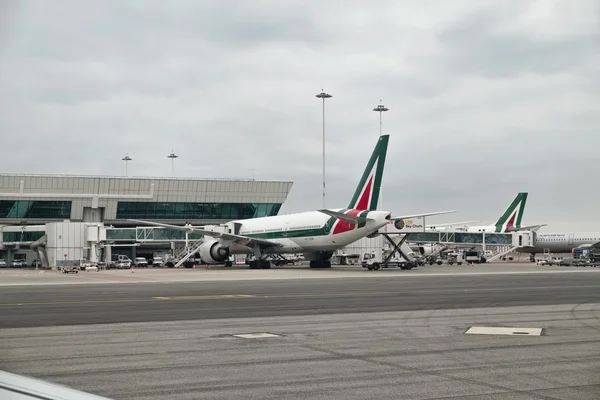 Italy, Fiumicino International Airport (Rome); 26 January 2016, airplanes on the runaway parking - EDITORIAL
