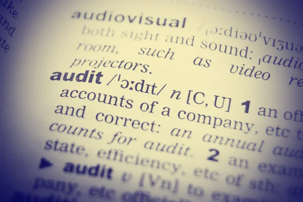 Close up of the word audit from a dictionary