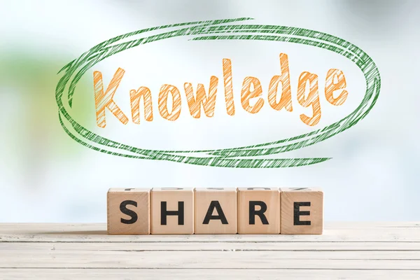 Share knowledge sign on a table