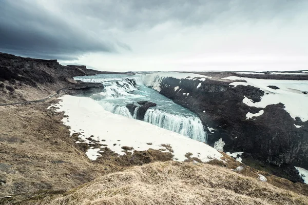 Iceland landscape with the Gullfoss waterfall