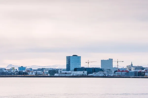 Reykjavik city view from the ocean