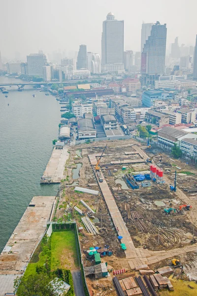 Top view of building construction site