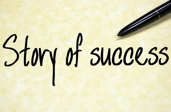 Story of success text write on paper