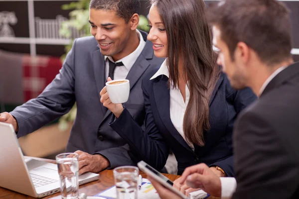 Business meeting in a cafe