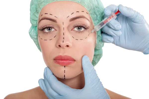 Injections of botox and cosmetic surgery concept