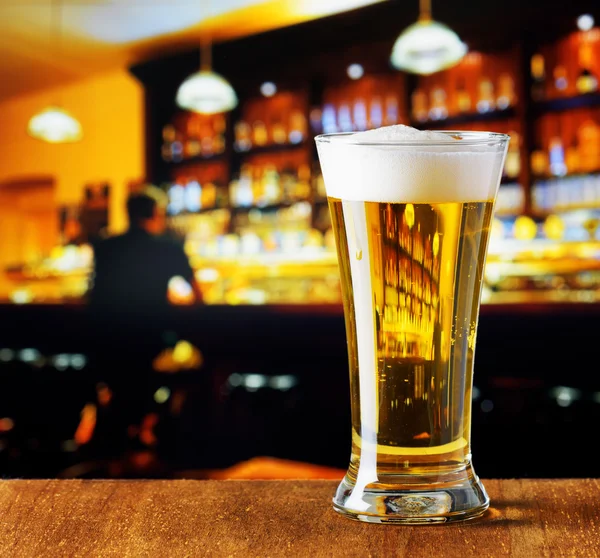 Glass of beer in a bar