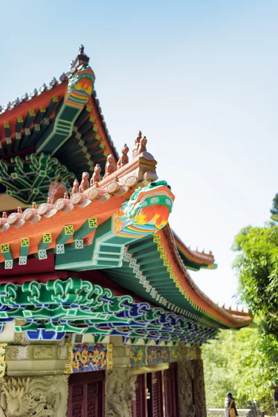 Colorful wooden roofs in traditional Chinese-style at the Buddhi