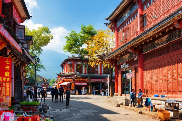 Scenic street of Dali Old Town in autumn, Yunnan province, China