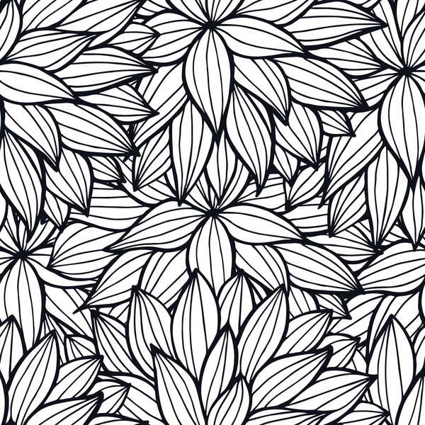 Doodle flowers outline ornamental seamless pattern