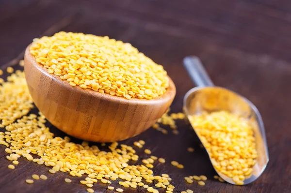 Yellow lentil in bowl