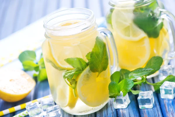 Lemonade jars on table