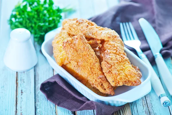 Fried fish on white plate