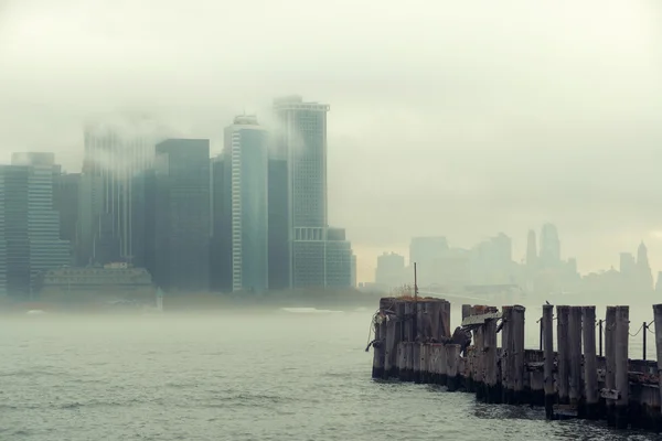 New York City downtown fog