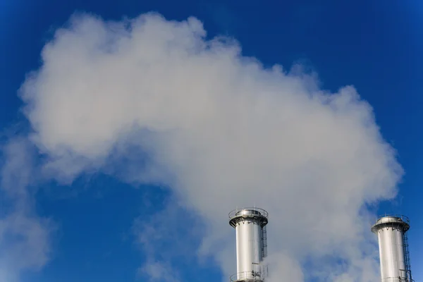 Industrial chimney with exhaust gases