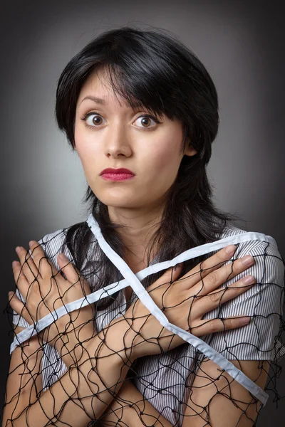 Beautiful woman wrapped net