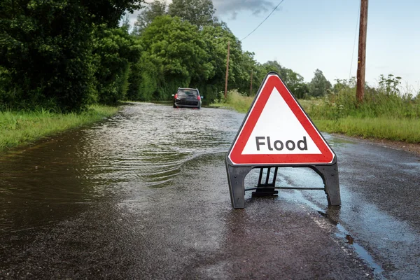 Road side flooded sign