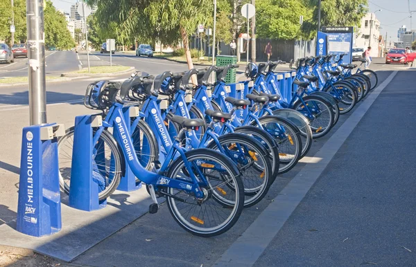 MELBOURNE, AUSTRALIA - JANUARY 12, 2015: City bikes for rent on