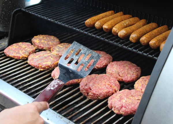 Backyard cookout on an outdoor grill.