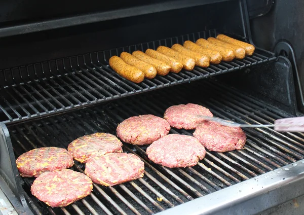 Backyard cookout on an outdoor grill.