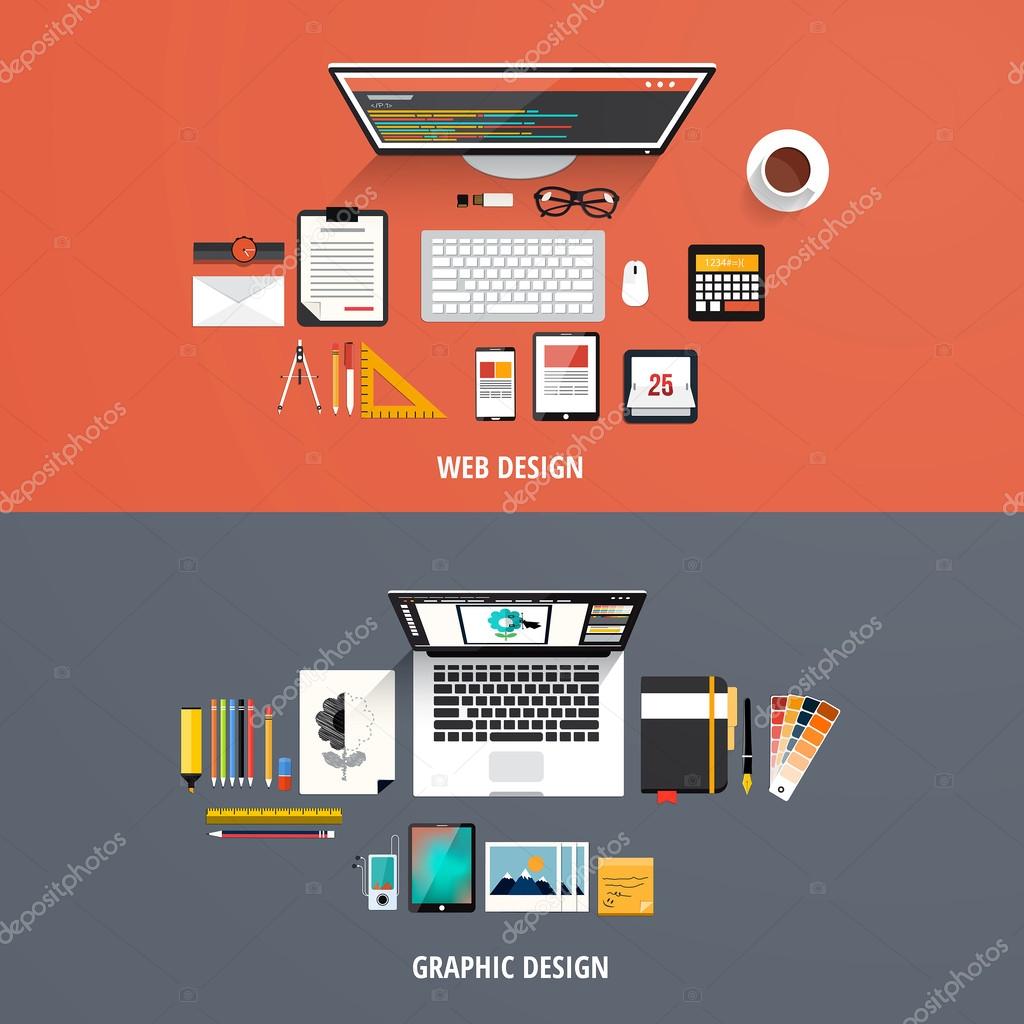Дизайн в стиле flat или material design