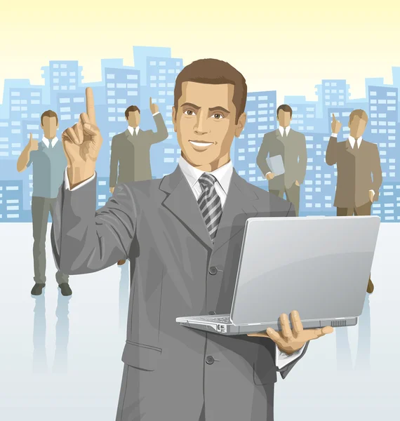 Businessman and silhouettes of business people