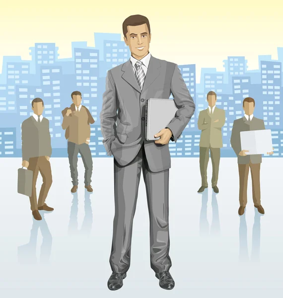 Businessman and silhouettes of business people