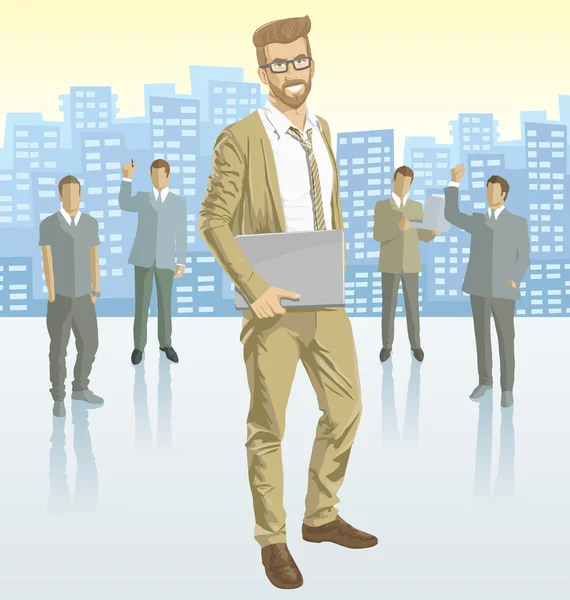 Businessman and silhouettes of business people