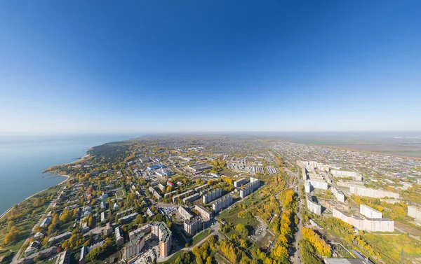 Aerial water power plant view with crossroads and roads, civil  buildings.