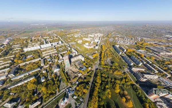 Aerial water power plant view with crossroads and roads, civil  buildings.