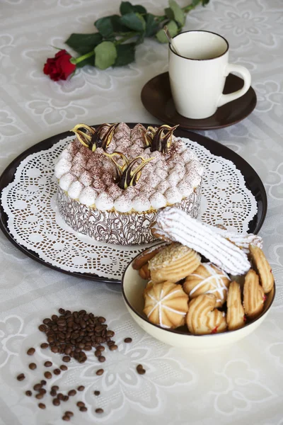 Beautiful table with sweets coffee cake