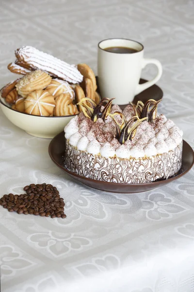 Beautiful table with sweets coffee cake