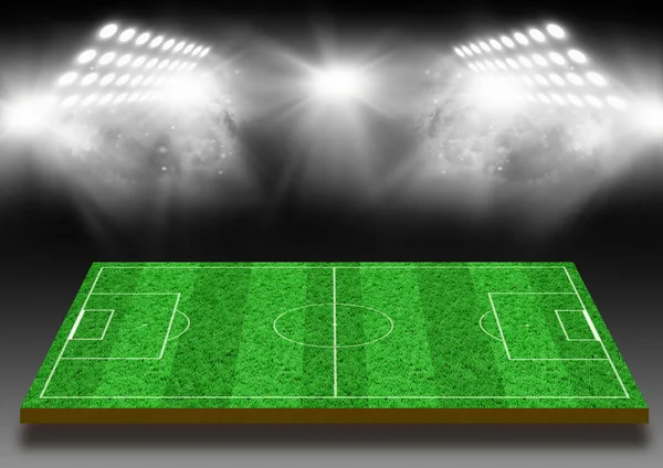 Football field with a lawn under lights