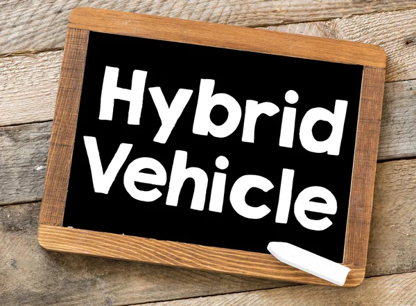 Hybrid Vehicle text on blackboard
