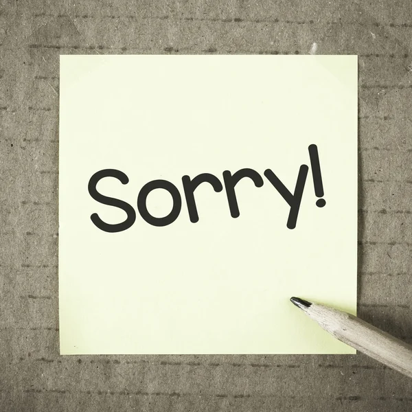 Note with  sorry