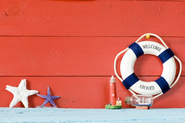 Lifebuoy on wooden background