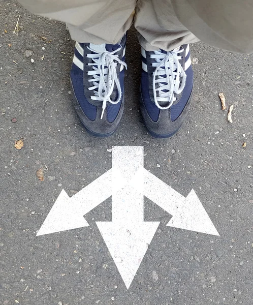 Male sneakers with drawn direction arrows