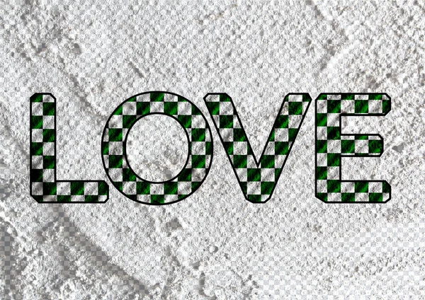 LOVE Font Type for Valentines day card on Cement wall Background