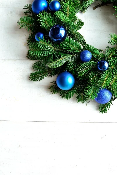 Blue ornament balls Christmas wreath