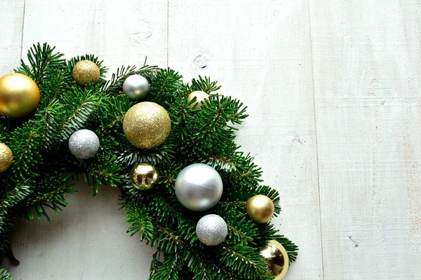 Gold and silver ornament balls Christmas wreath