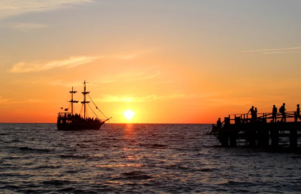 Sailing ship vintage sea sunset