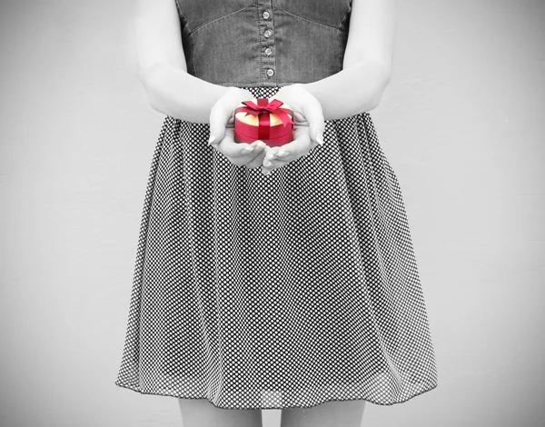 Love young girl gif in hand black and white photo Vintage retro style