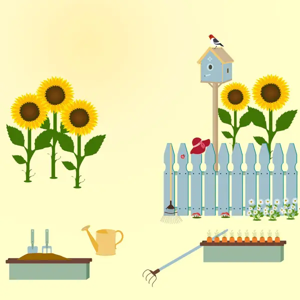 Garden Scene Illustration