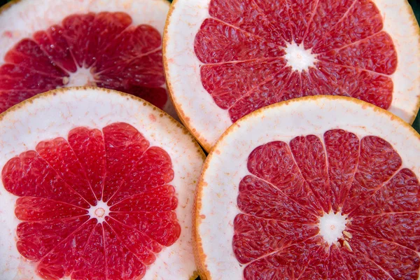 Sliced red grapefruit