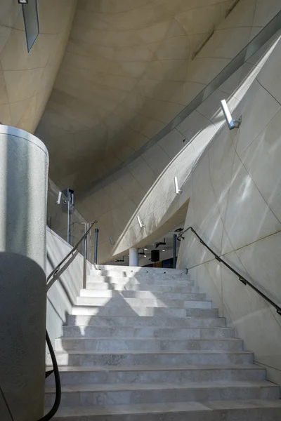 Futuristic entrance hall in Museum of History of Polish Jews in Warsaw.